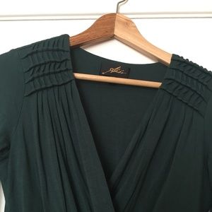 AKIKO Flattering Form Dark Green Rouched Dress